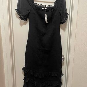 Abercrombie & Fitch -Elegant Black Smocked & Ruffle Dress